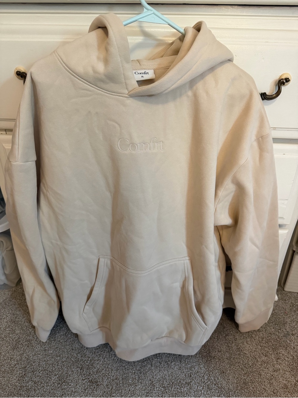Comfrt Unisex Crewneck Hoodie in Light Beige XL